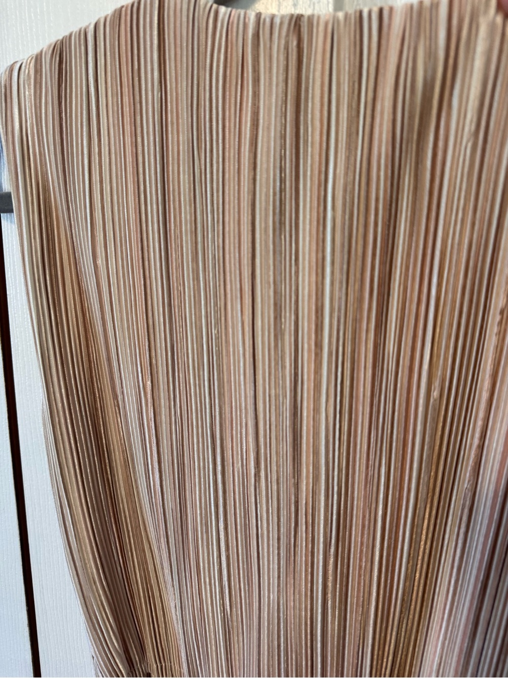 DKNY NWT Beige Taupe Pleated Midi Dress Removable Waist Tie 2 Small flaws Size 4 - Picture 9 of 16